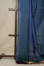 Two Tone Blue Cotton Mangalgiri Saree - SRTTBCMS33