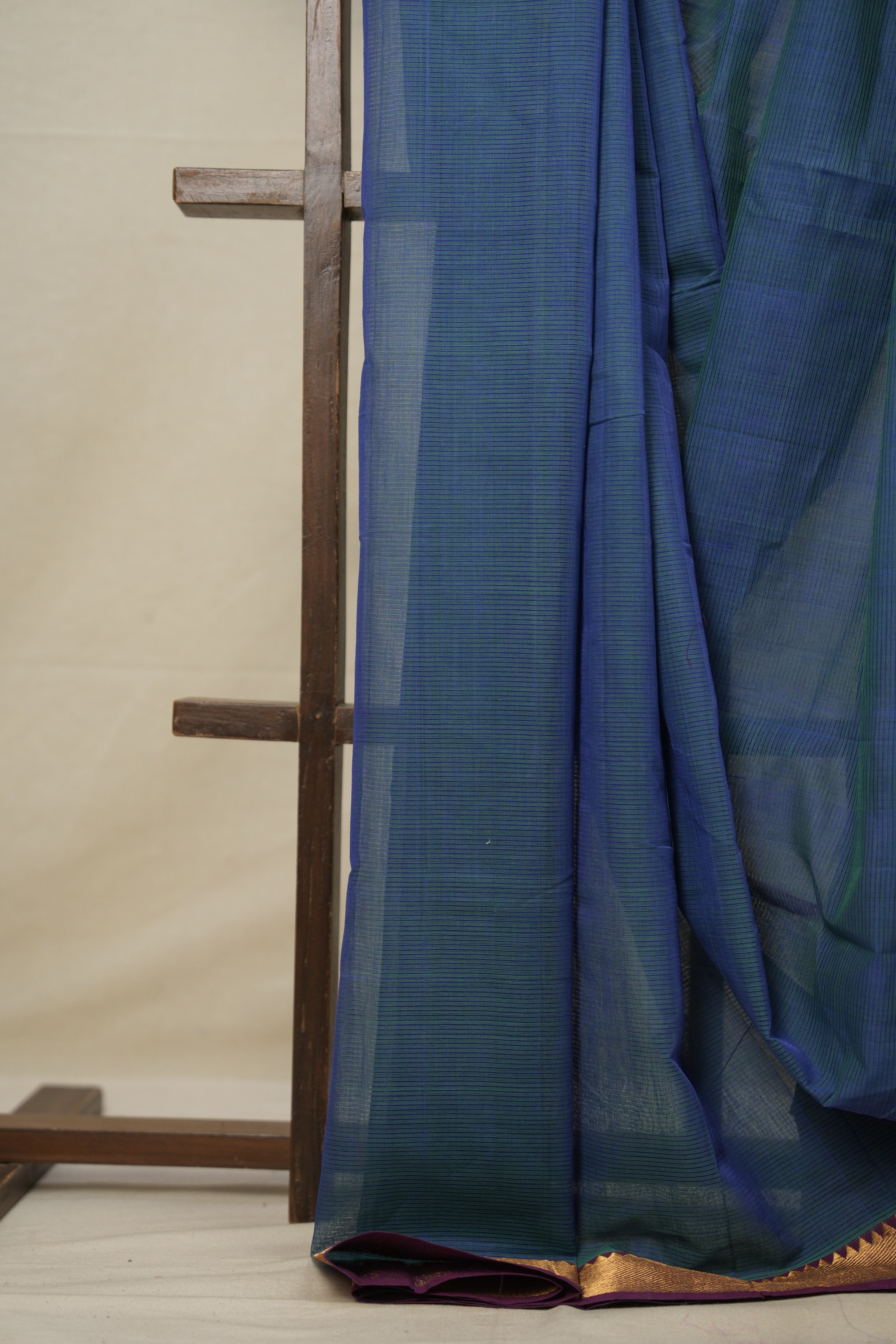 Two Tone Blue Cotton Mangalgiri Saree - SRTTBCMS33