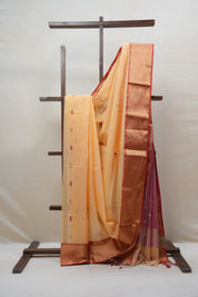 Pastel Orange Maheshwari Organza Silk Saree - SRPOMOSS09
