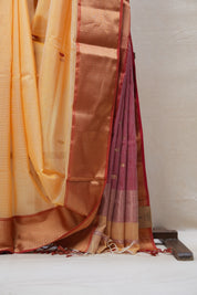 Pastel Orange Maheshwari Organza Silk Saree - SRPOMOSS09
