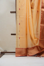 Pastel Orange Maheshwari Organza Silk Saree - SRPOMOSS09