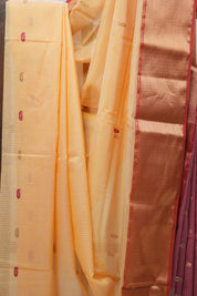 Pastel Orange Maheshwari Organza Silk Saree - SRPOMOSS09