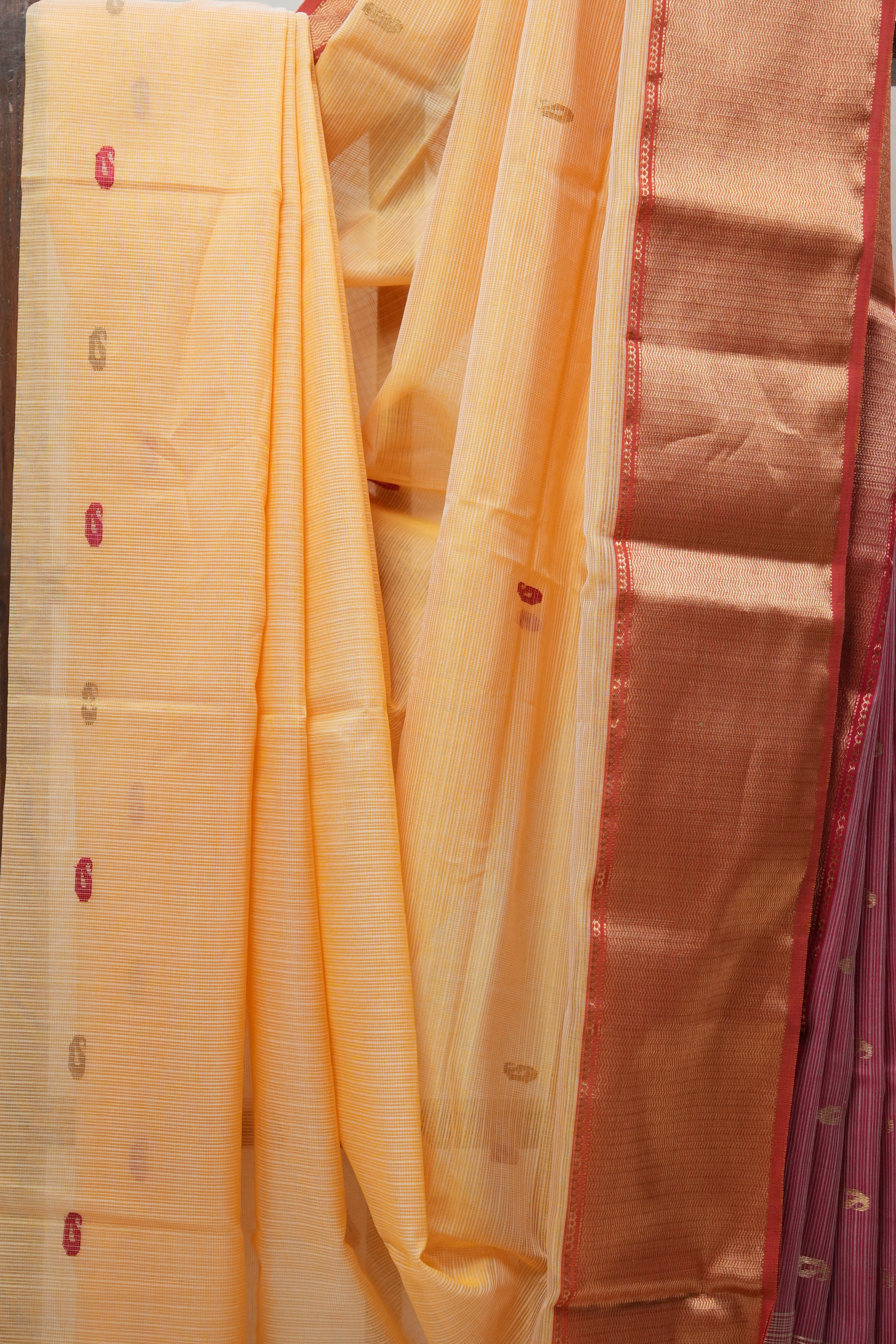 Pastel Orange Maheshwari Organza Silk Saree - SRPOMOSS09