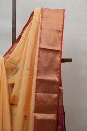 Pastel Orange Maheshwari Organza Silk Saree - SRPOMOSS09