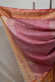 Pastel Orange Maheshwari Organza Silk Saree - SRPOMOSS09