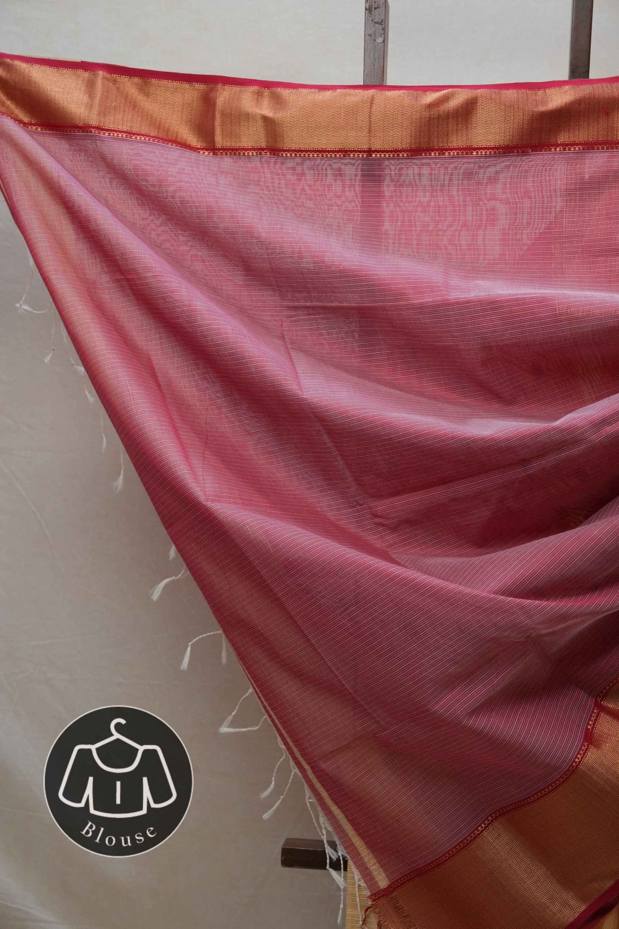 Pastel Orange Maheshwari Organza Silk Saree - SRPOMOSS09