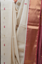White Maheshwari Organza Silk Saree - SRWMOSS10