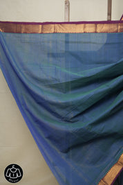Two Tone Blue Cotton Mangalgiri Saree - SRTTBCMS33