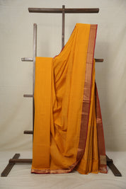 Mango Yellow Cotton Mangalgiri Saree - SRMYCMS32
