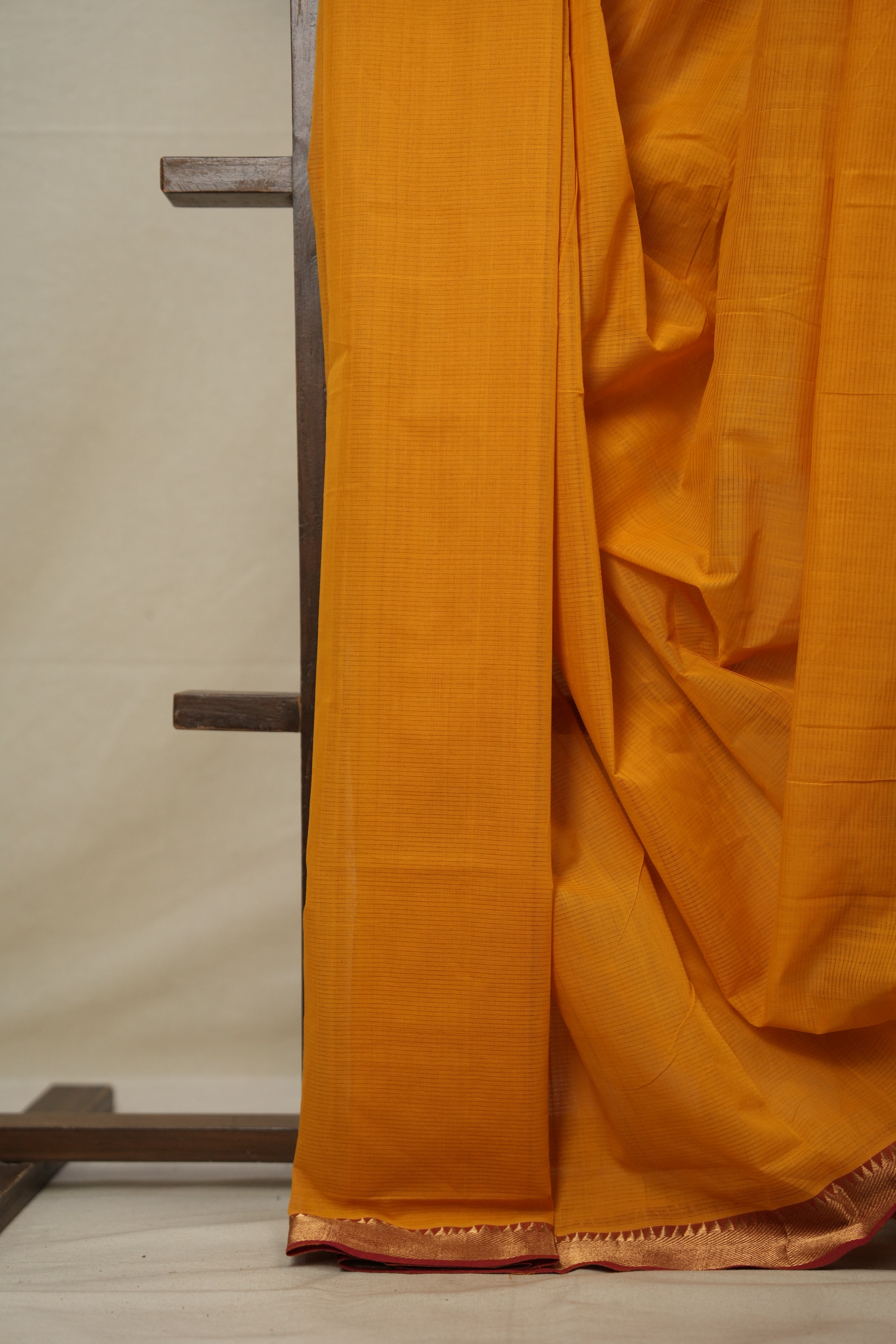 Mango Yellow Cotton Mangalgiri Saree - SRMYCMS32