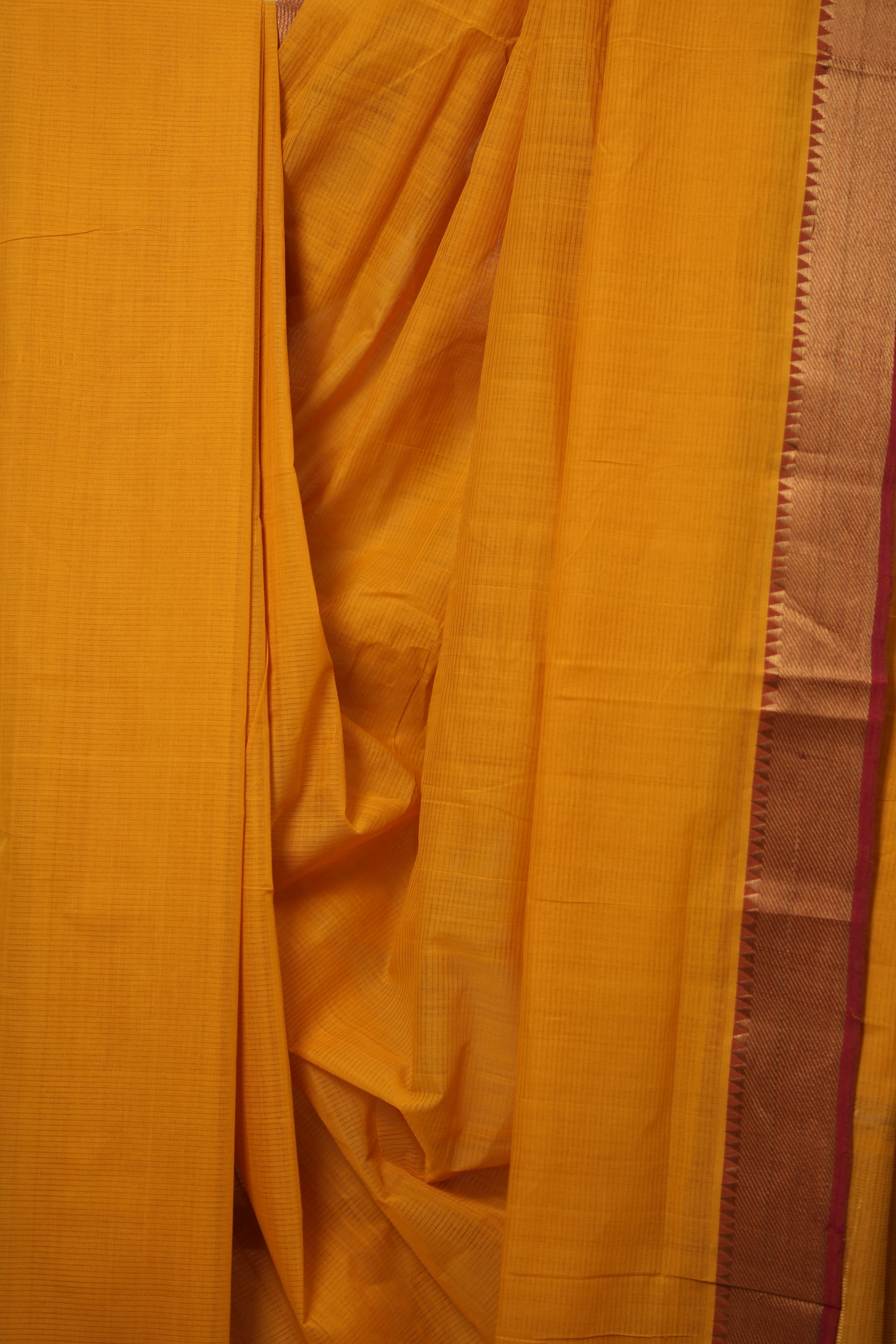 Mango Yellow Cotton Mangalgiri Saree - SRMYCMS32