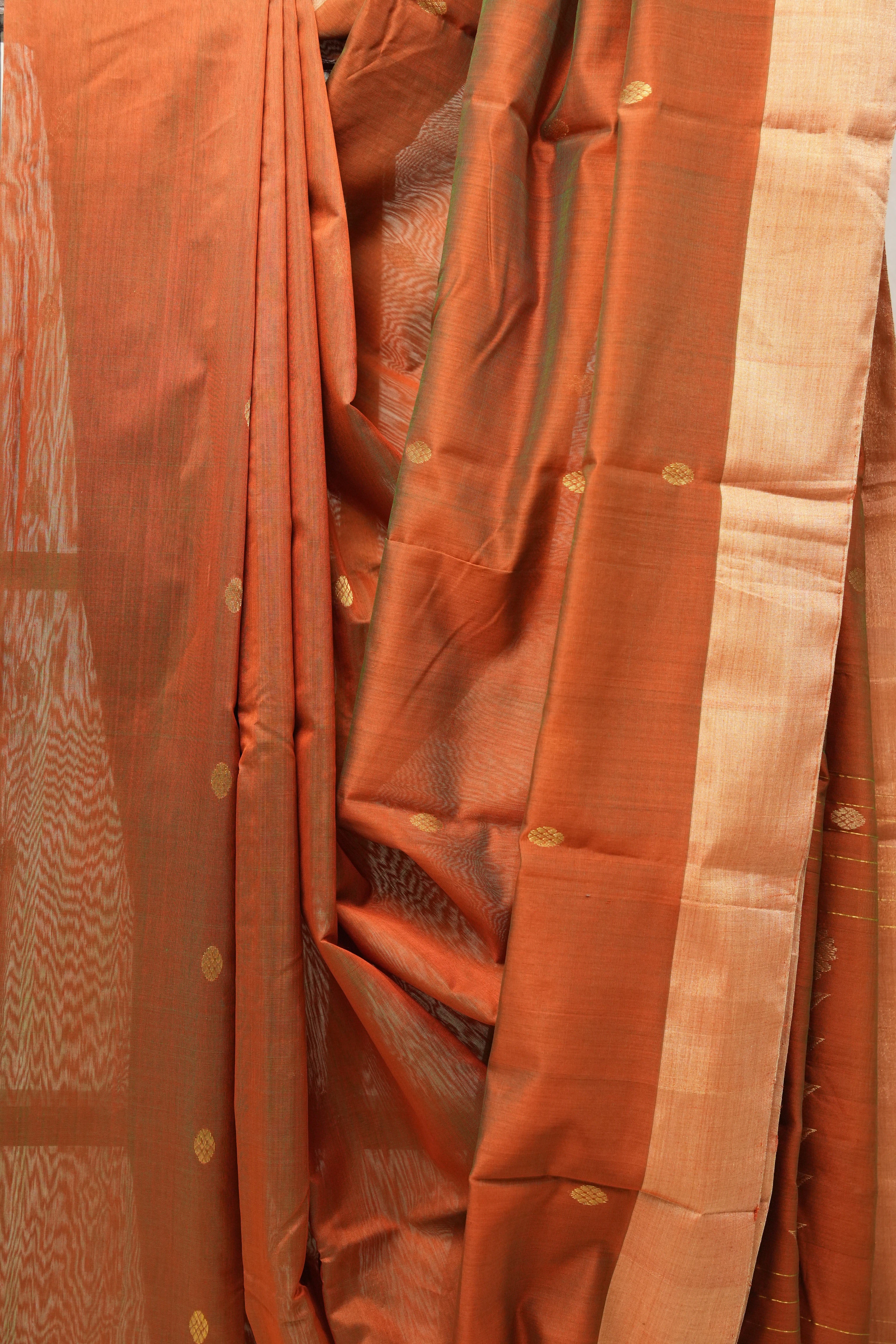 Two Tone Green Chanderi Cotton Silk Saree - SRTTGCSS287