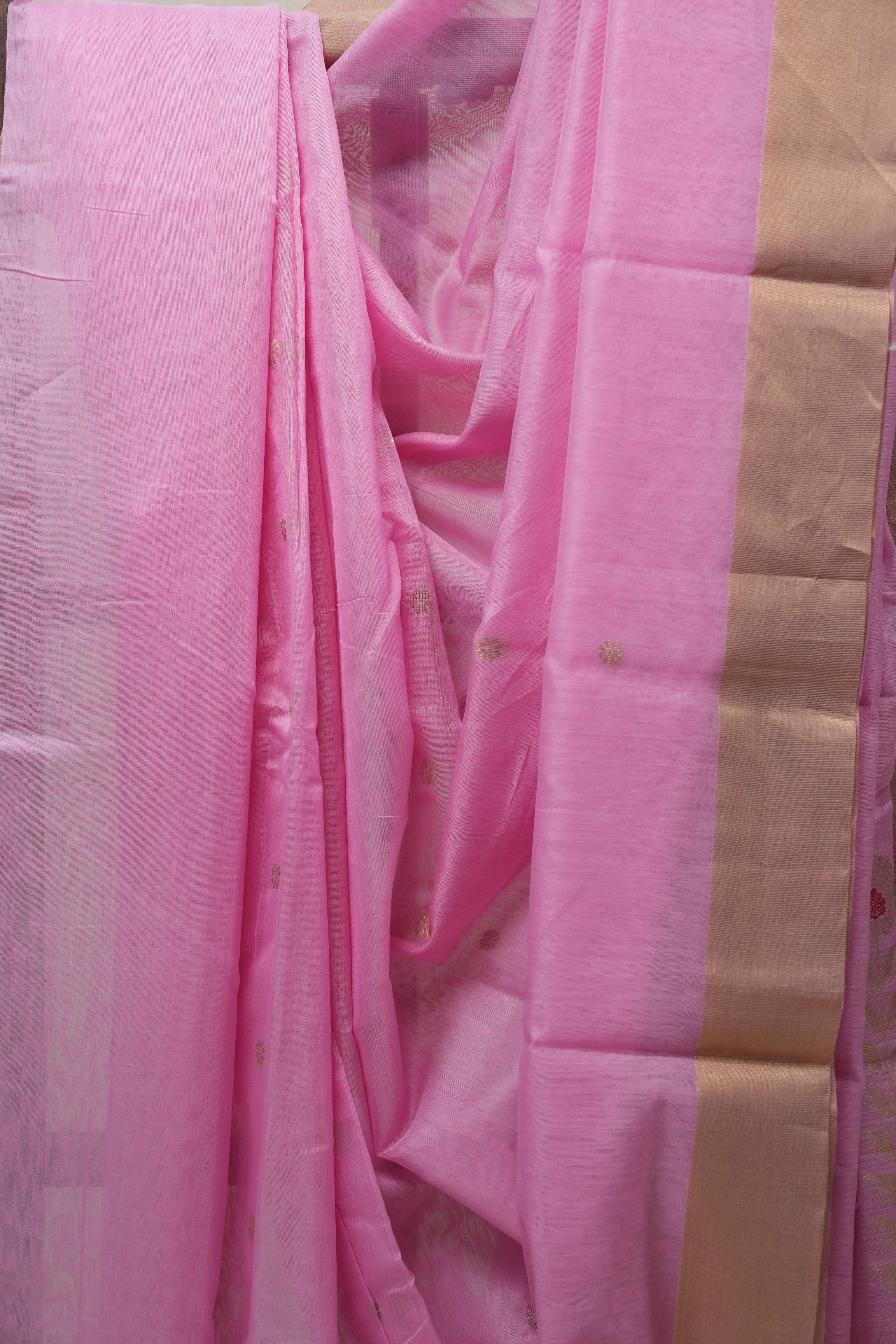 Baby Pink Chanderi Cotton Silk Saree - SRBPCSS289