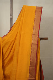 Mango Yellow Cotton Mangalgiri Saree - SRMYCMS32