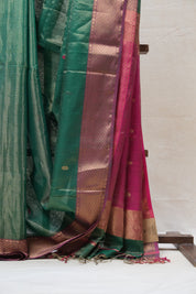 Green Maheshwari Tissue Saree - SRGMTS497