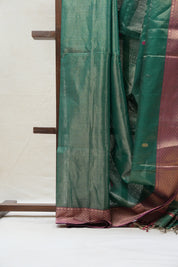 Green Maheshwari Tissue Saree - SRGMTS497