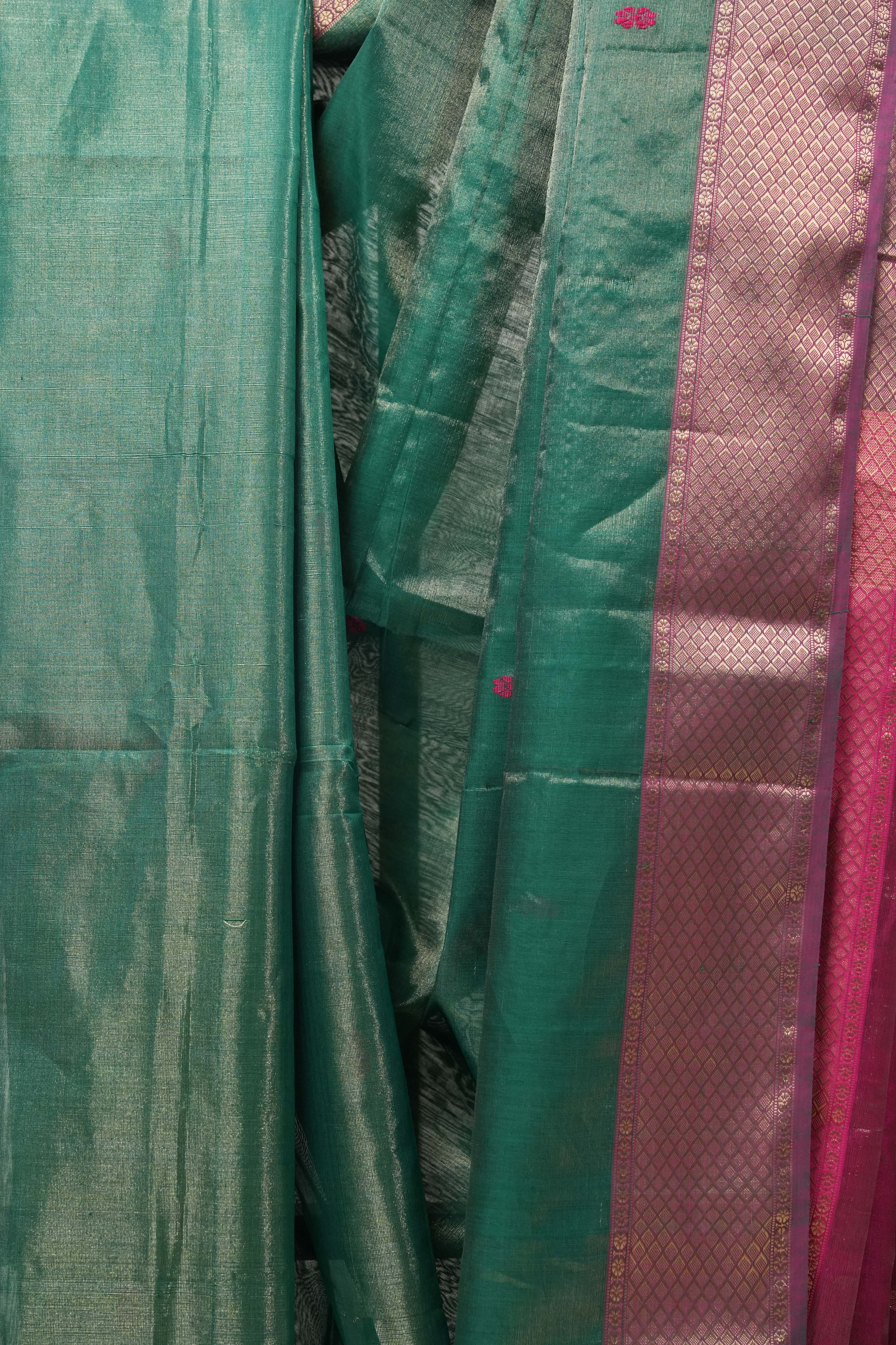 Green Maheshwari Tissue Saree - SRGMTS497