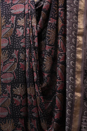 Black HBP Chanderi Cotton Silk Saree With Maheshwari Border - SRBCS1154