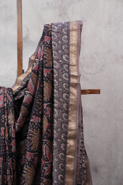 Black HBP Chanderi Cotton Silk Saree With Maheshwari Border - SRBCS1154