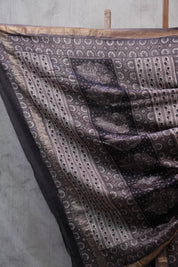 Black HBP Chanderi Cotton Silk Saree With Maheshwari Border - SRBCS1154