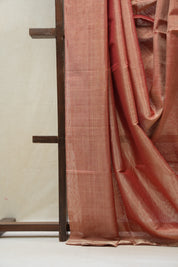 Two Tone Red Maheshwari Tissue Saree - SRTTRMTS514