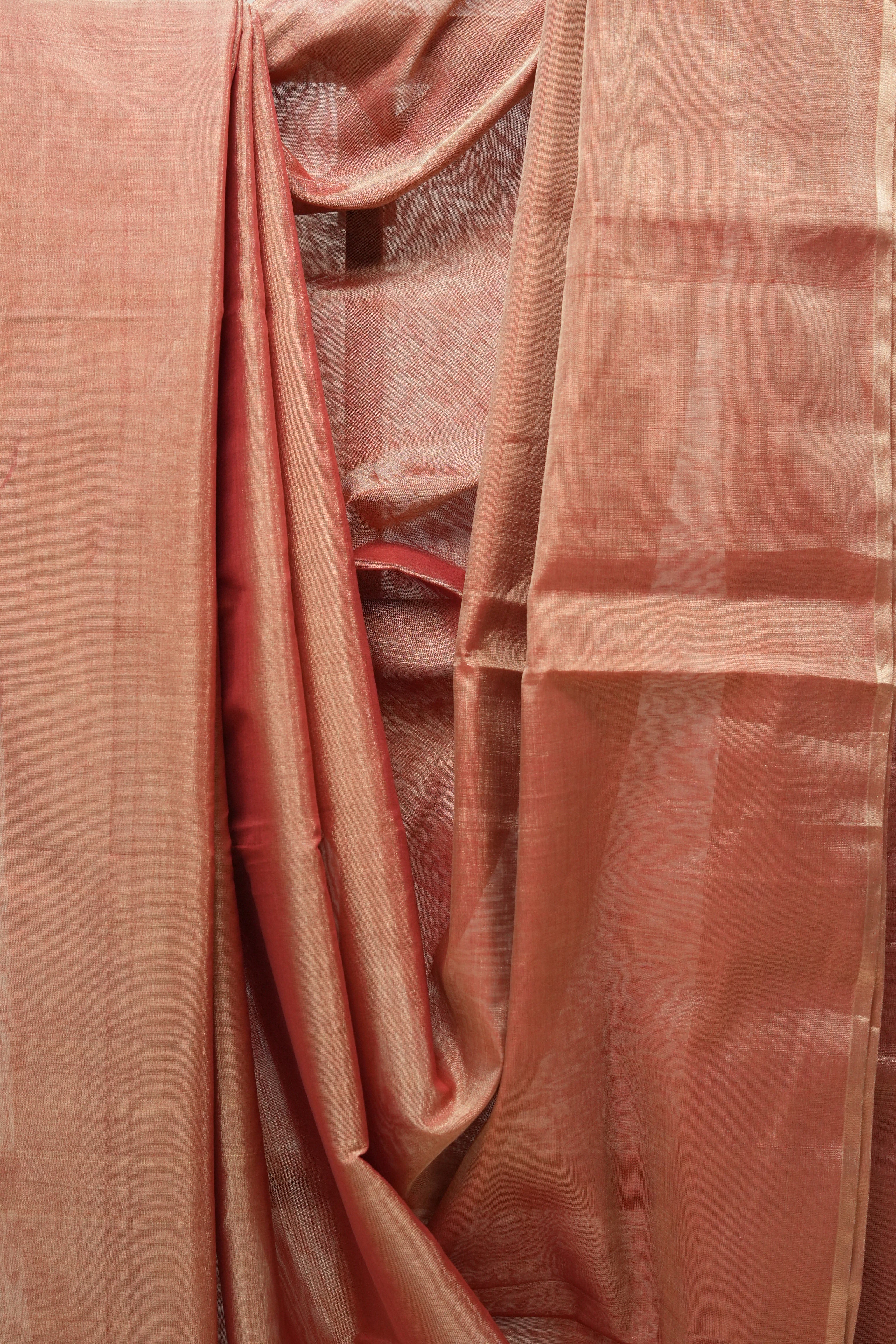 Two Tone Red Maheshwari Tissue Saree - SRTTRMTS514