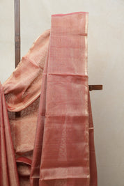 Two Tone Red Maheshwari Tissue Saree - SRTTRMTS514