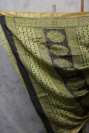 Green HBP Chanderi Cotton Silk Saree With Maheshwari Border - SRGCS1158