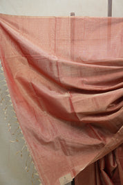 Two Tone Red Maheshwari Tissue Saree - SRTTRMTS514