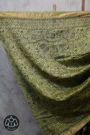 Green HBP Chanderi Cotton Silk Saree With Maheshwari Border - SRGCS1158