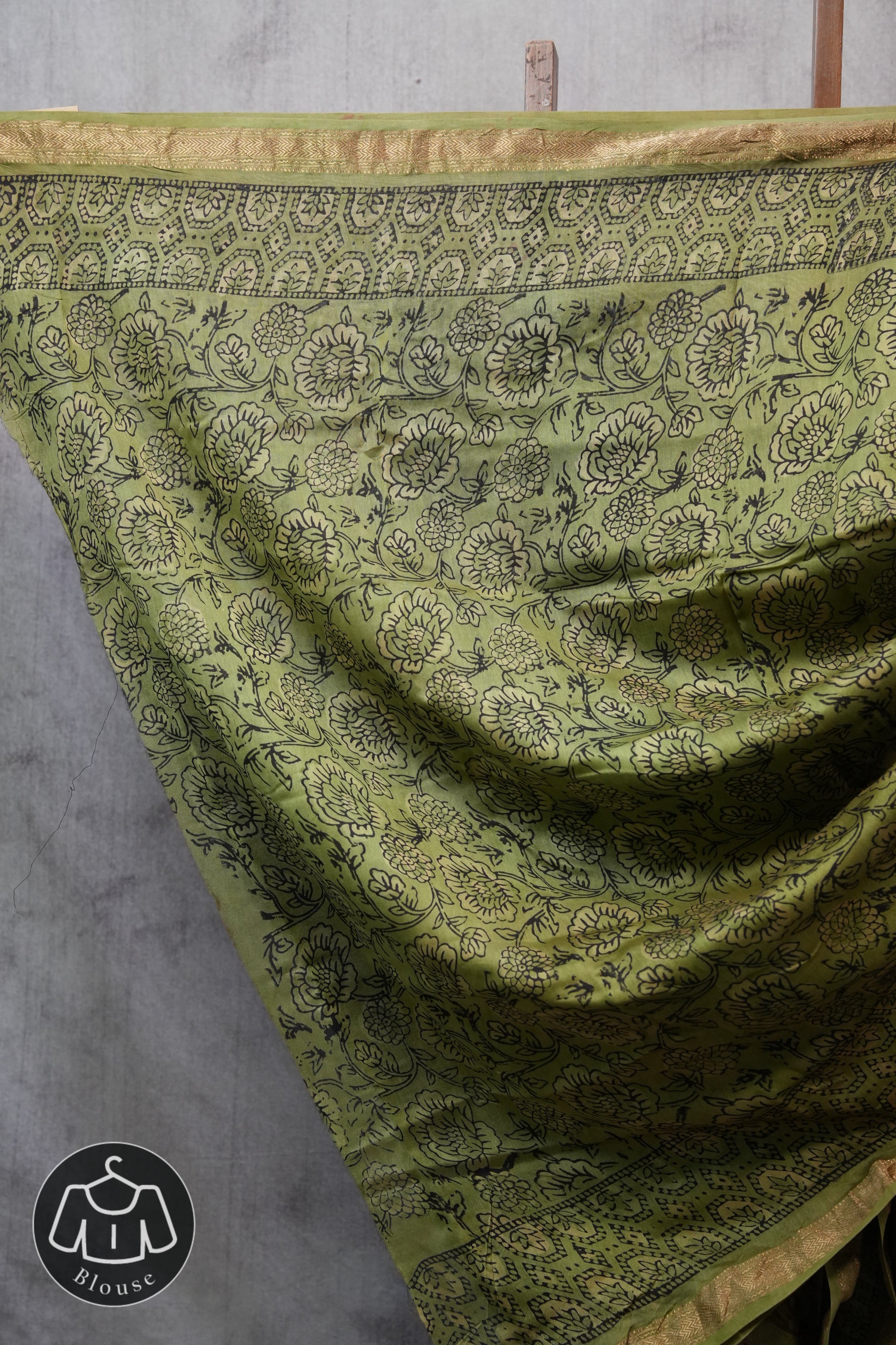 Green HBP Chanderi Cotton Silk Saree With Maheshwari Border - SRGCS1158