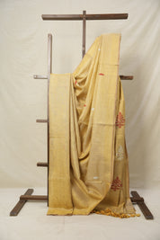 Golden Tissue Linen Jamdani Saree - SRGTLJS224
