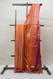 Orange Maheshwari Tissue Saree - SROMTS490
