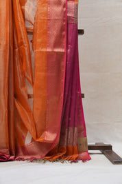 Orange Maheshwari Tissue Saree - SROMTS490
