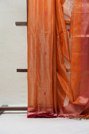 Orange Maheshwari Tissue Saree - SROMTS490