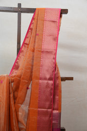 Orange Maheshwari Tissue Saree - SROMTS490