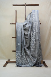 Grey Tussar Silk Saree - SRGTSS1408