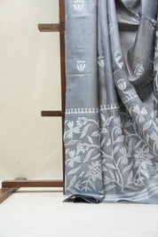 Grey Tussar Silk Saree - SRGTSS1408