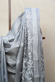 Grey Tussar Silk Saree - SRGTSS1408