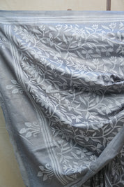 Grey Tussar Silk Saree - SRGTSS1408