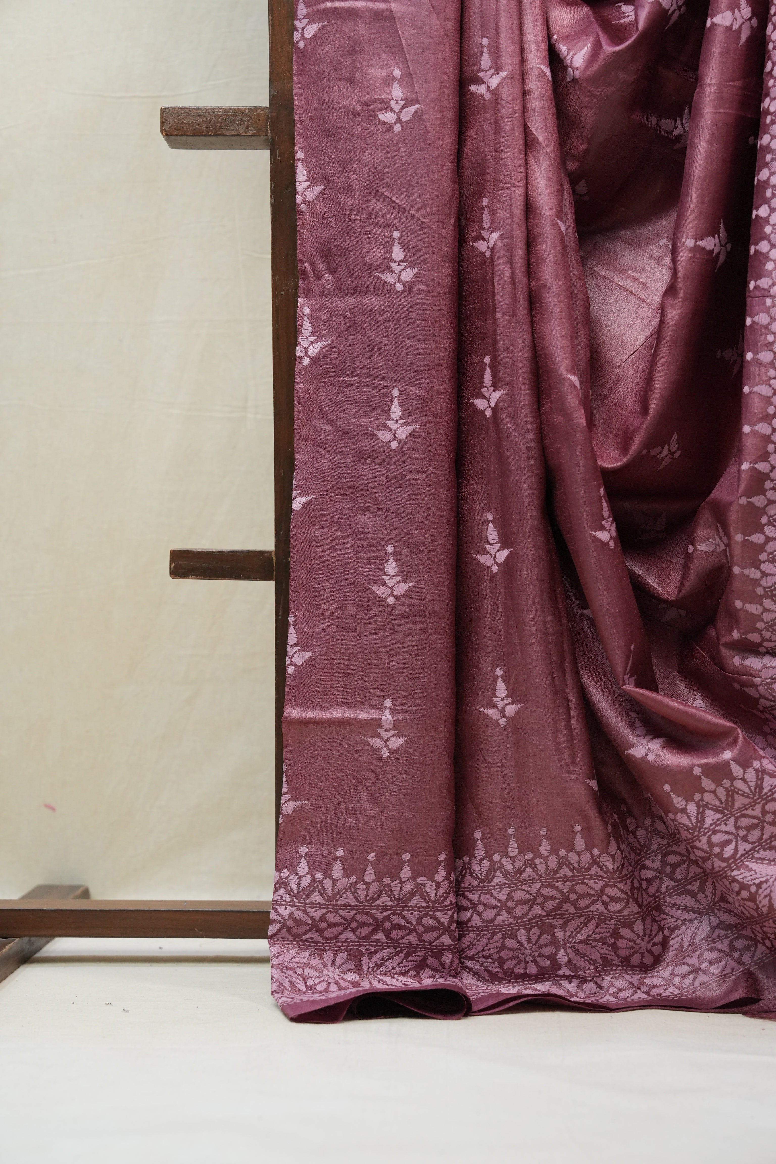 Onion Pink Tussar Silk Saree - SROPTSS1410