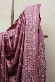 Onion Pink Tussar Silk Saree - SROPTSS1410