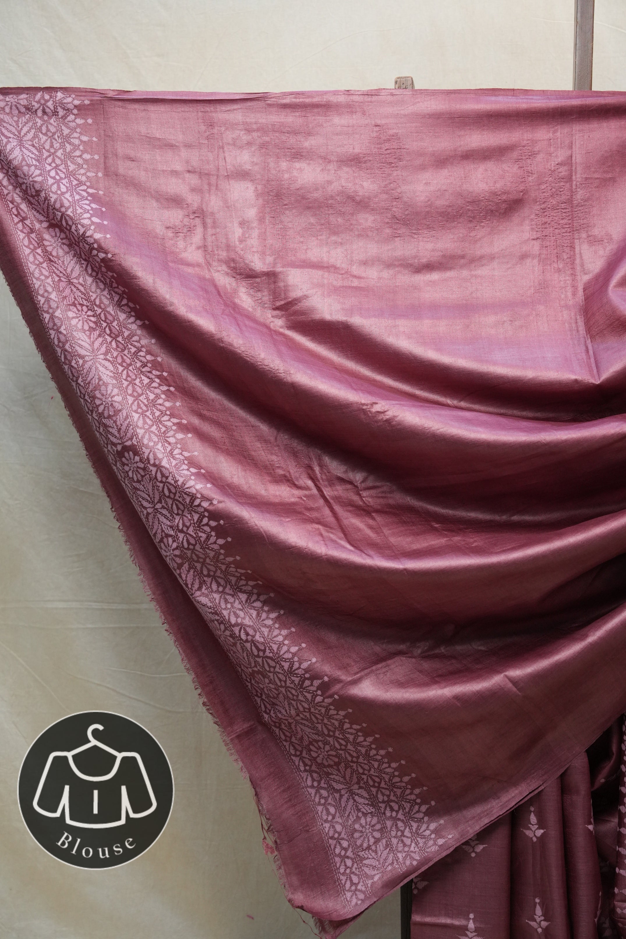 Onion Pink Tussar Silk Saree - SROPTSS1410