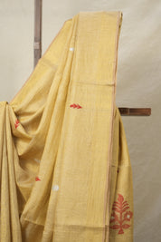 Golden Tissue Linen Jamdani Saree - SRGTLJS224