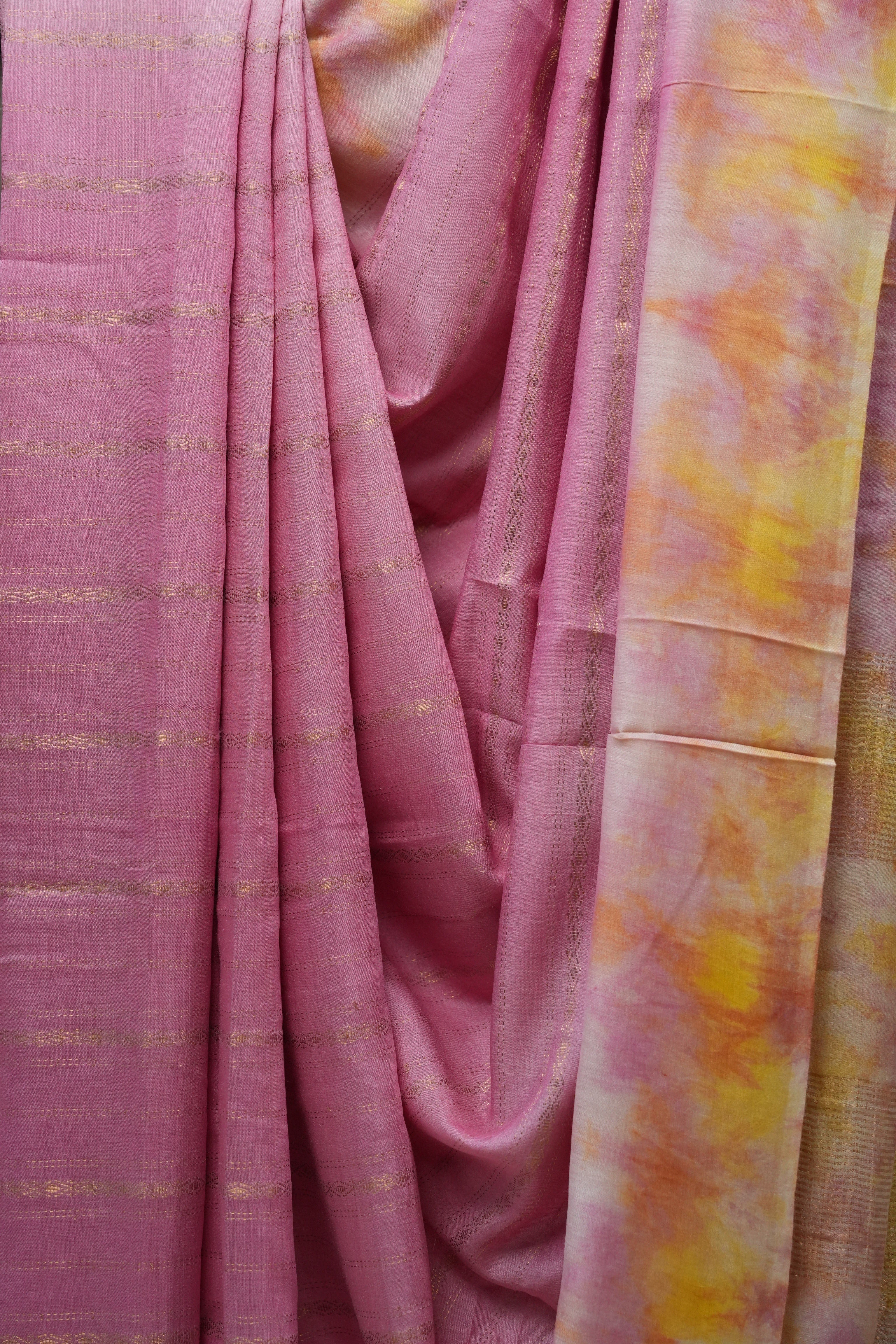 Pink Tussar Silk Saree - SRPTSS188-PI