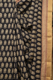 Black Cotton Mangalgiri Saree - SRBCMS28