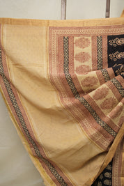 Black Cotton Mangalgiri Saree - SRBCMS28