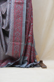Grey Tussar Silk Saree - SRGTSS1399