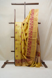 Yellow Tussar Silk Saree - SRYTSS1385