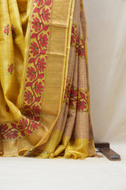 Yellow Tussar Silk Saree - SRYTSS1385